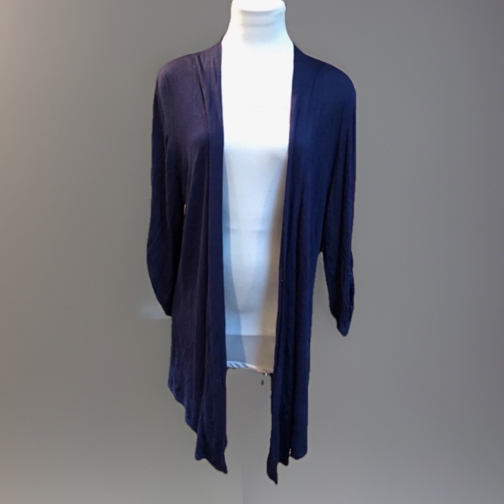 OLIVIA MOON CHIC XL Blueish Purple Soft Draping Open-Front Layering Cover Jacket